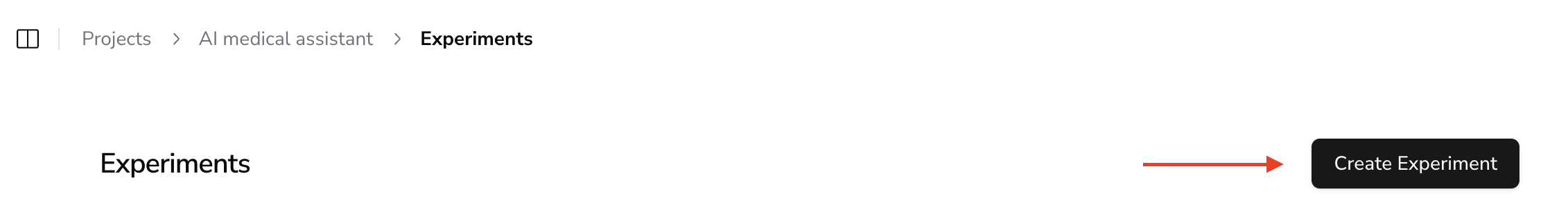 Create Experiment Button