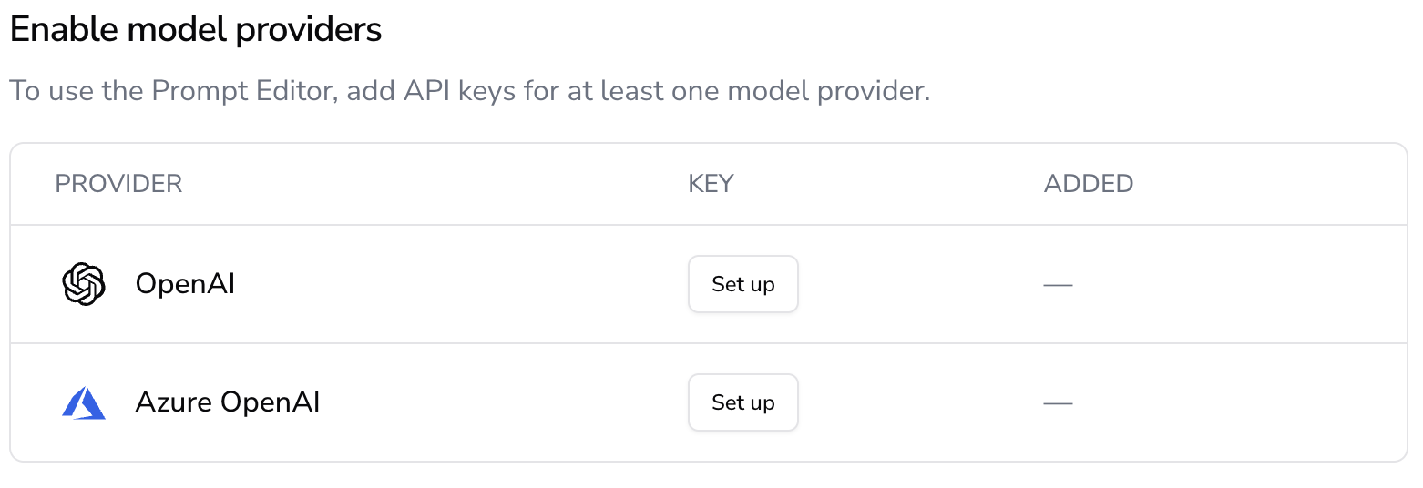 Model Providers Page